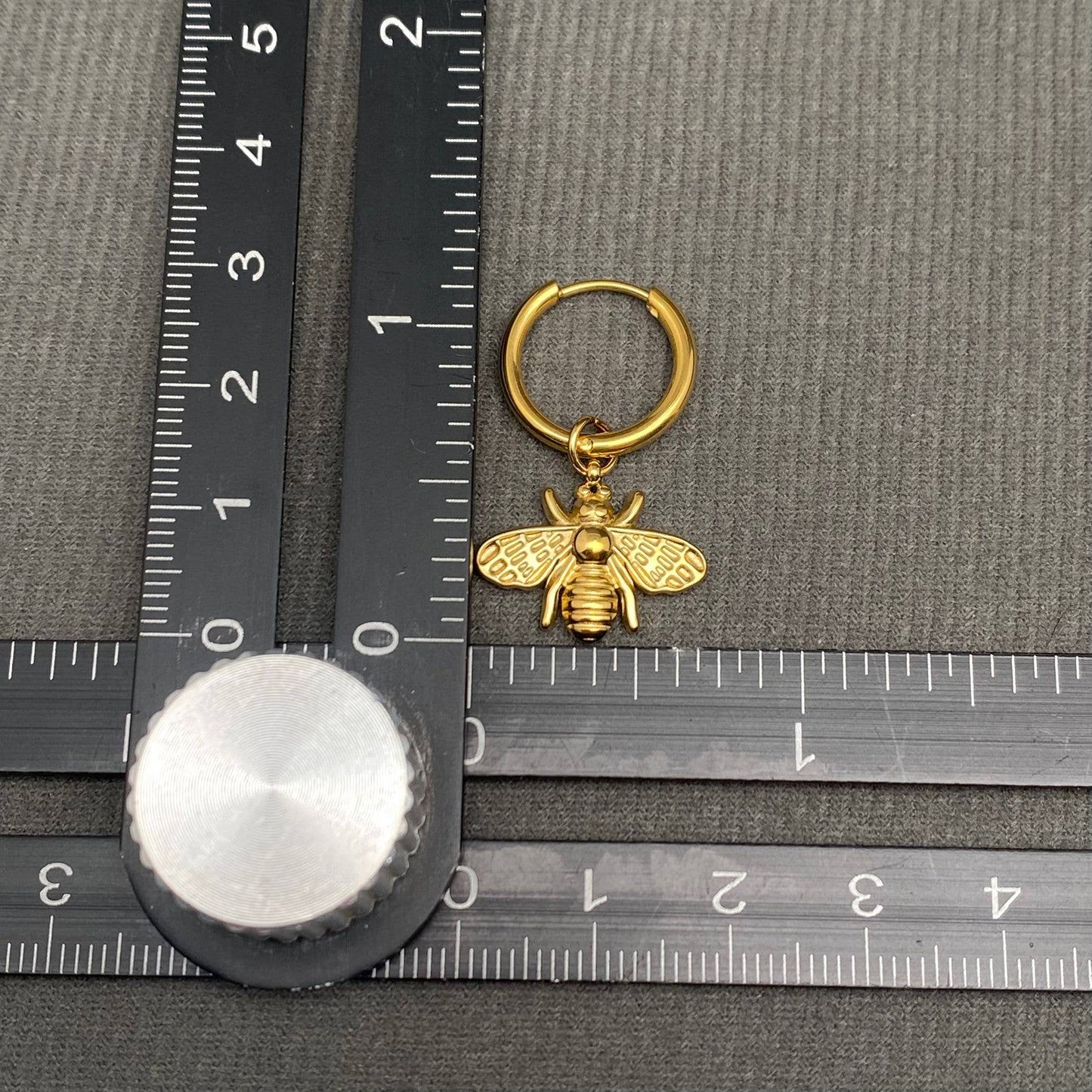 Bee Pendant 18K Gold Plated S.Steel Huggie Earrings - FGS