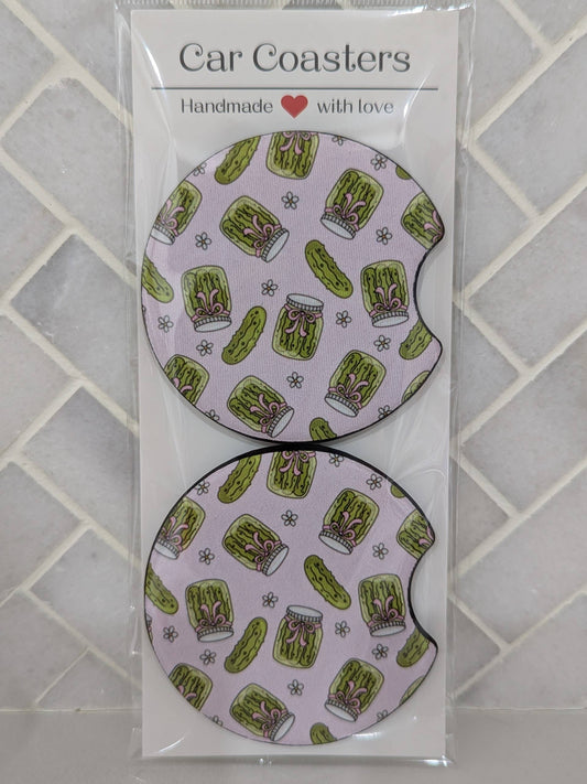 Pickle Lover Girls Coquette Car Coasters